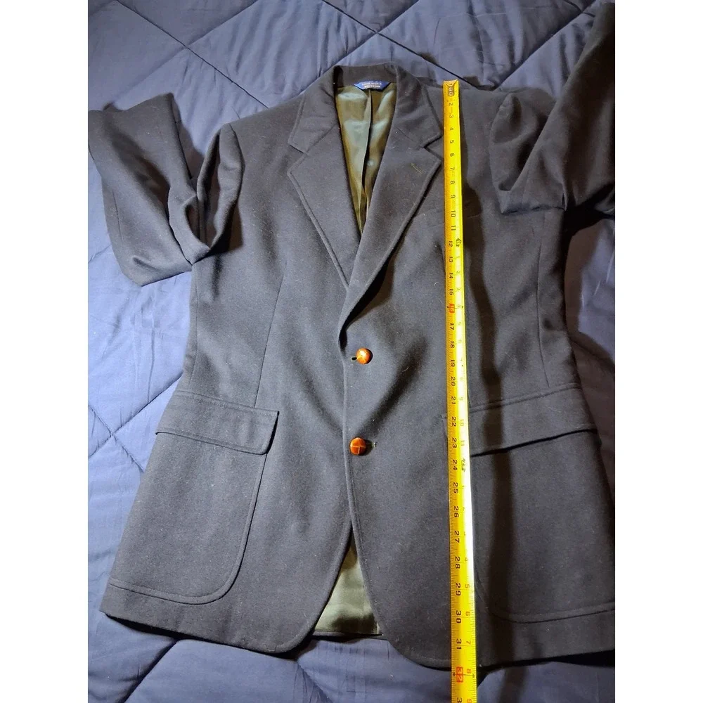 Pendleton Vintage Men Navy Blue 100% Virgin Wool 2 Button Blazer Jacket USA Made